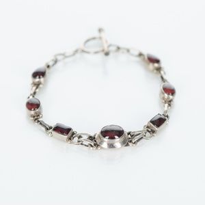 Garnet and Sterling Silver Bracelet
